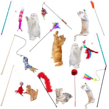 Imagem de Kit 03 Brinquedo Gatos Varinha Vara Interativo Pena Isca Sortidos