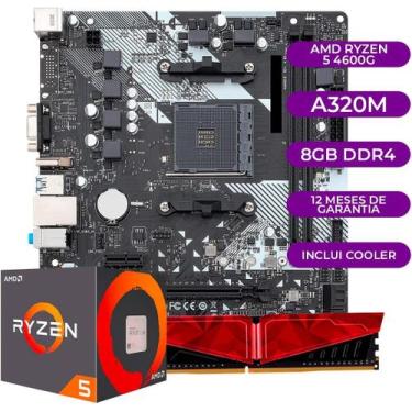 Imagem de Kit Upgrade Gamer AMD Ryzen 5 4600G Placa Mãe A320m 8GB DDR4 De Ram - 