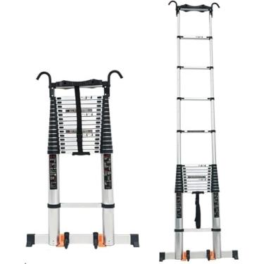 Imagem de Escada Telescópica De 8m / 7m / 6m / 5m / 4m / 3m / 2m / 1m Com Gancho Destacável, Escadas De Extensão Telescópica De Alumínio Para Rv/Barraca De Telhado/Sótão/T, 5.5m/18ft