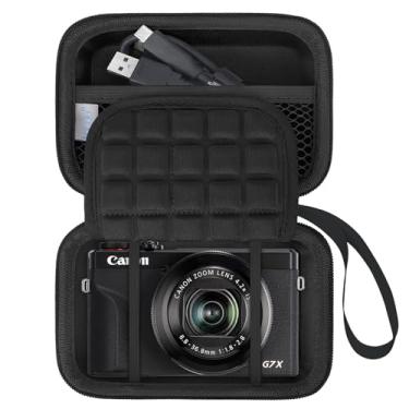 Imagem de Lacdo Estojo da câmara para a Canon PowerShot G7 X Mark III/PowerShot G7 X Mark II 4K Vlogging Camera, bolsa de transporte para câmara de vlogging, bolso de malha para cabo USB, baterias,Preto+Preto