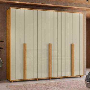 Imagem de Roupeiro Volpi 100% MDF ripado 6 portas e 6 gavetas - Cumaru Opala - M