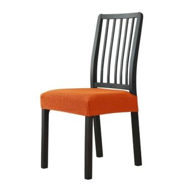 Imagem de Almofada de spandex jacquard para sala de jantar, capa de assento de cadeira sólida sem encosto, protetor de móveis, laranja, 1 peça
