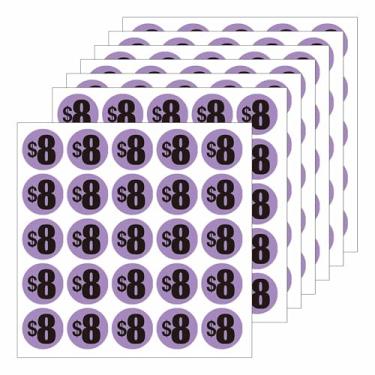 Imagem de DUGUTUL 500 peças de adesivos para venda de garagem e quintal | Etiquetas de preço de 8 dólares | Super brilhante e jumbo de 2,5 cm de diâmetro | Etiquetas de preço pré-impressas | Adesivos de venda