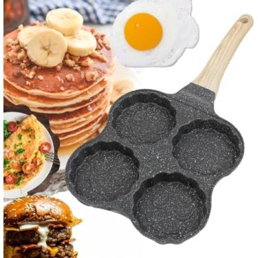 Imagem de Frigideira Antiaderente 4 em 1 com Divisórias – Panela de Alumínio para Ovos, Panquecas, Hambúrgueres e Café da Manhã – Prática e Multifuncional