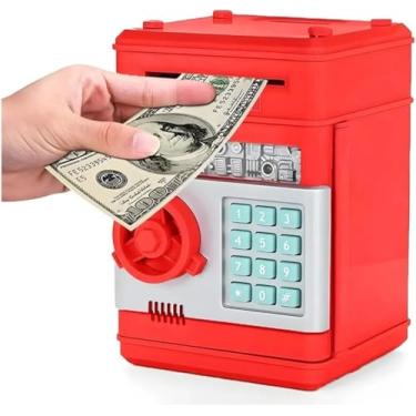 Imagem de Mini Cofre Eletrônico Digital, Cofrinho Infantil Com Senha, Entrada Automática Notas e Moedas