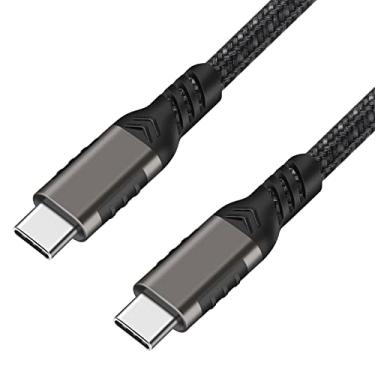 Imagem de Cabo USB C para USB C 3,3 pés, cabo de carregamento rápido USB3.1 Gen2 tipo C trançado 100 W (20V/5A) PD para MacBook Pro 2020/2018, iPad Pro 2020/2018, Samsung Galaxy Note 20, Pixelbook e laptops tipo C. (Preto)