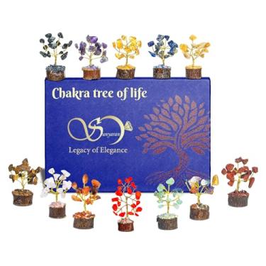 Imagem de Conjunto feito à mão de 12 árvores de cristal da vida para cura, energia positiva, boa sorte, dinheiro, presente espiritual para mulheres e homens, decoração de sala de ioga e meditação, decoração