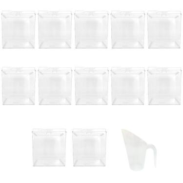 Imagem de Kit 12 Potes Acrílico Quadrado c/ Tampa 7,4l + Conchas 600ml - Ex Pote