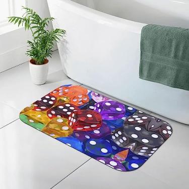 Imagem de FURLOU Jogo de dados Games Tapete de banheiro antiderrapante de borracha Diatomaceou tapete de chuveiro macio super absorvente tapete de banho para cozinha banheiro pia 50 cm x 80 cm
