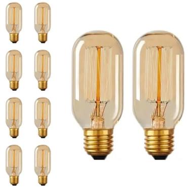 Imagem de Kit 25x Lâmpada Filamento Carbono Vintage Âmbar T45 25W 110V E27 Dimerizável