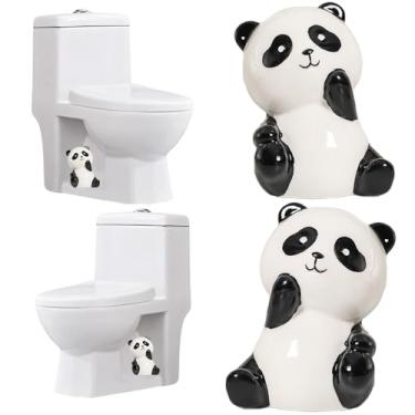 Imagem de 2 peças de tampas de parafuso de vaso sanitário decorativas, tampas de parafuso de vaso sanitário de cerâmica decorativas, tampas de tampa de parafuso de vaso sanitário de panda adoráveis, acessórios