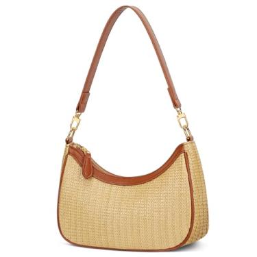 Imagem de KKXIU Bolsa de ombro feminina fofa Hobo bolsas e bolsas retrô clutch underarm, Caqui, Small