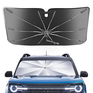 Imagem de Guarda-sol portátil para para-brisas personalizado adequado para Ford Bronco Sport 2021-2025, 2 em 1 cristal de gelo durável guarda-chuva de sombra compacto UPF50+ UV proteção contra isolamento