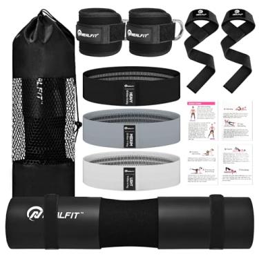 Imagem de NEALFIT Conjunto de almofadas de barra para agachamento e impulso no quadril - almofada extra grossa de alta densidade para pescoço e ombro - almofada de barra olímpica para levantamento de peso