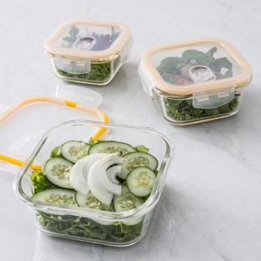 Imagem de Conjunto de potes de vidro 3 pecas amarelo refratario hermetico quadra