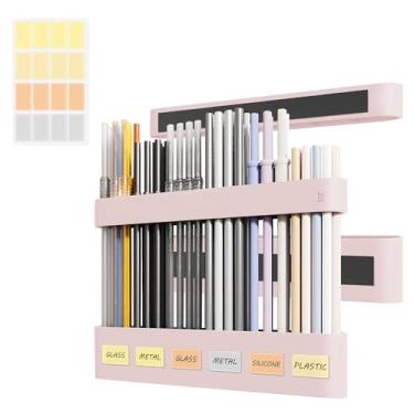 Imagem de Neepanda Suporte de canudo para porta de armário, organizador dispensador de canudo de silicone com design dividido atualizado 2025 com magnético forte e etiquetas para armazenamento de geladeira e