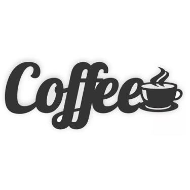 Imagem de Cantinho Do Café Decoração Escrita Coffee Mdf 3mm Aplique Com fita dup