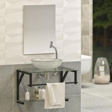 Imagem de Gabinete Para Banheiro Vidro Glass 80cm Com Cuba Preto/cuba Incolor - 