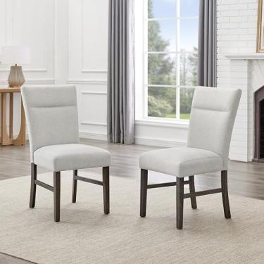 Imagem de Roundhill Furniture Sorlen Cadeiras de jantar estofadas cinza modernas, conjunto de 2