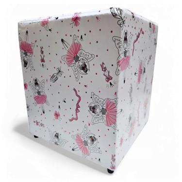Imagem de Puff Banqueta Quadrado Cubo Decorativo Courino e Suede Bailarina Rosa Courino
