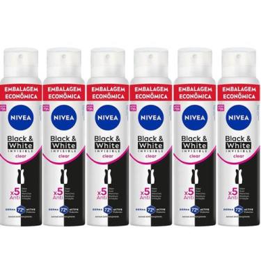 Imagem de Kit Desodorante Aerosol Nívea Black & White Feminino 200ml - 6 unidade
