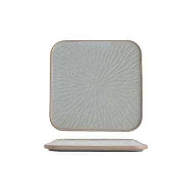 Imagem de Prato plano quadrado comercial de restaurante bandeja de cerâmica requintada criativa simples - 30 cm cinza azul