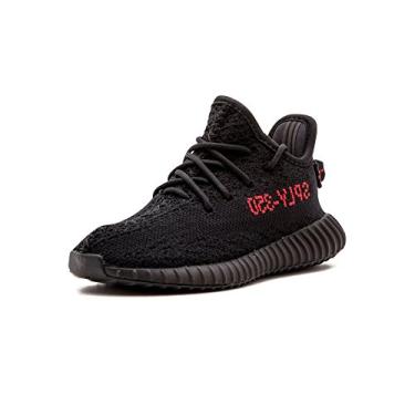 Imagem de adidas Tênis infantil Yeezy Boost 350 V2 sem cadarço casual - preto, Cblack/Cblack/vermelho, 5K M US