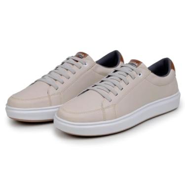 Imagem de Sapatenis Masculino Tênis Casual Sapato 100% Couro Eco. Dia A Dia Confortável (Palha, BR, Adulto, Numérico, 40)