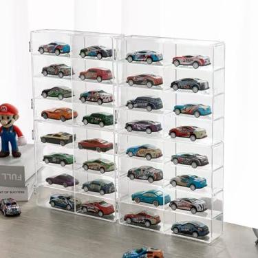 Imagem de SHUESS Caixa De Exposição Para Carrinhos Brinquedo Com Rodas Fósforos Em Escala 1/64, Pacote 4 Caixas Acrílico Armazenamento, Organizador 32 Carros, Empilhável, À Prova Poeira, 16,5 X 19,5 Cm