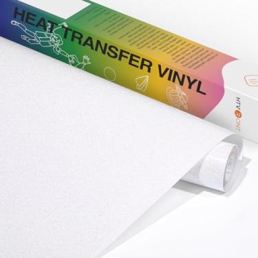 Imagem de HTVRONT Vinil HTV com glitter branco - 25,4 cm x 1,5 m arco-íris branco glitter ferro em vinil para todas as máquinas de corte, rolo de vinil de transferência de calor com glitter para sublimação