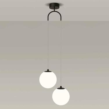 Imagem de Lâmpada Suspensa De Vidro Nórdico Luminárias Pendentes De Globo De 2 Cabeças Criativas Para Ilha De Cozinha Iluminação Suspensa De Ferro Lâmpada Suspensa De Cabeceir, Gold, 2-Pack