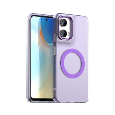 Imagem de Capa compatível com Motorola Moto G35 5G, suporta carregamento sem fio, capa magnética à prova de choque, compatível com Motorola Moto G35 5G capa roxa