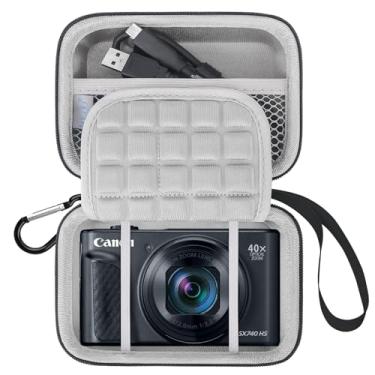 Imagem de Lacdo Bolsa de transporte para câmaras digitais Canon PowerShot SX740 / SX730/SX720/SX620,bolsa de proteção para armazenamento de câmaras, bolsa de malha para baterias, cabo, leitor de cartões, Preto