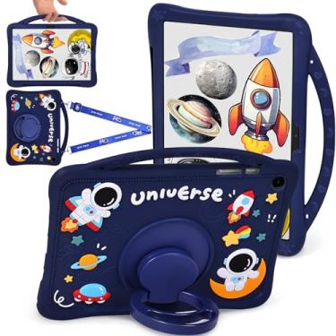 Imagem de HaOaMoEo Capa para Samsung Galaxy Tab A9 Plus de 11 polegadas (SM-X210/X216/X218) Capa de astronauta fofa para mulheres meninas e crianças com alça giratória de silicone macio para tablet Galaxy A9