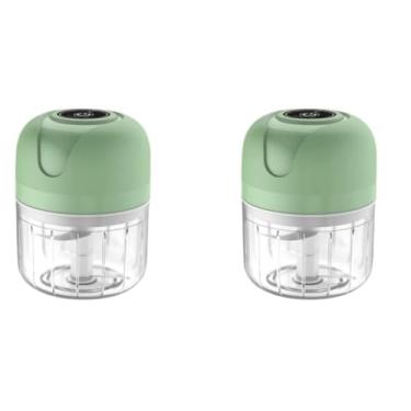 Imagem de KIT 2 Mini Processador Elétrico Moedor Carne Vegetais Alho Fruta Amendoim Recarregável USB 250ml