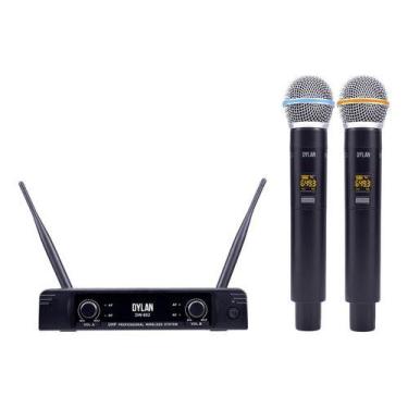 Imagem de Microfone Sem Fio Duplo Mão Uhf Dylan Dw-602 Max 52 Canais Digital - P