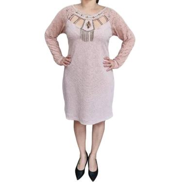 Imagem de Vestido Festa CKM Rendas e Pedrarias ML Rosê Plus Size