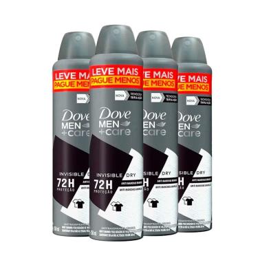 Imagem de Kit Desodorante Aerosol Dove Men Invisible Dry 250ml - 4 unidades