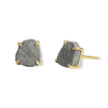 Imagem de Brinco Tarraxa Hematita - Cristal Natural, Banho Ouro 18k