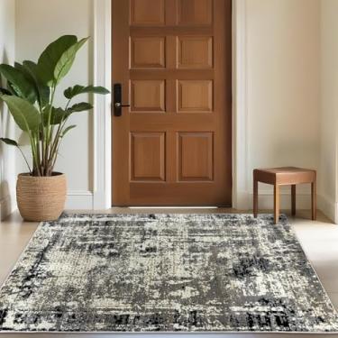 Imagem de 1 Tapete Entrada Porta Hall Grande Belga Es Mo 100 x 140 Vr (D3Mod Bege Cinza Preto Marfim - Moderno Manchado Abstrato)