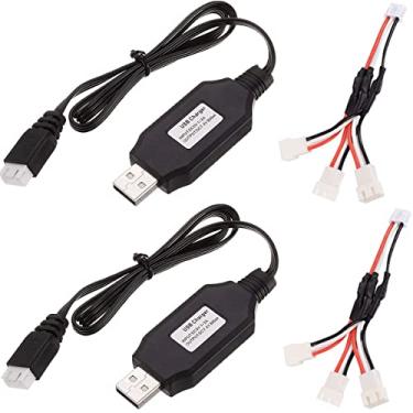 Imagem de DKARDU 2 cabos de carregador USB XH-3P 7,4V 2S LiPo Bateria USB Carregador USB 1A Carregamento Rápido, com 1 Cabo de Transferência de Carga 3 para RC Carro Caminhão Rock Crawler FPV Drone