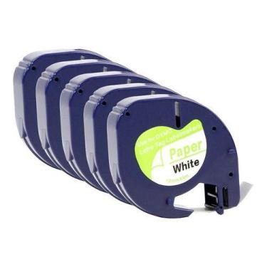 Imagem de Kit 5 Fitas Dymo Letratag Papel 91200 T Branca Letra Preta 12mm - Gené