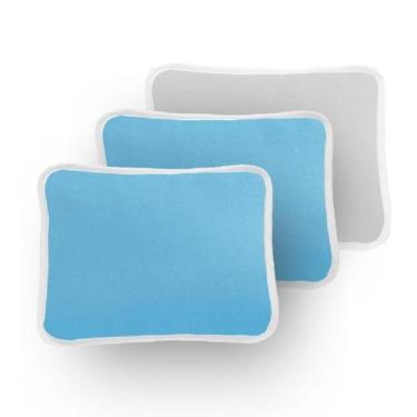 Imagem de Kit 3 Fronha Lisa Travesseiro Bebê 30X40Cm Azul E Cinza - Dugu