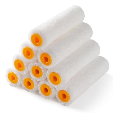 Imagem de Mister Rui Capas de rolo de tinta, 10 peças, rolo de pintura de 10 cm soneca de 6 mm, rolos de tinta de microfibra para pintar paredes, armários, acabamento, uso com todas as tintas e manchas