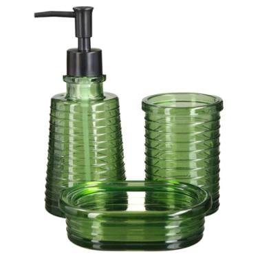 Imagem de Kit Lavabo Banheiro Vidro Porta Sabonete Líquido Saboneteira