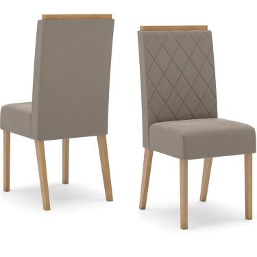 Imagem de Kit 2 Cadeiras Sala De Jantar Nina Suede Marrom Amendoa Henn