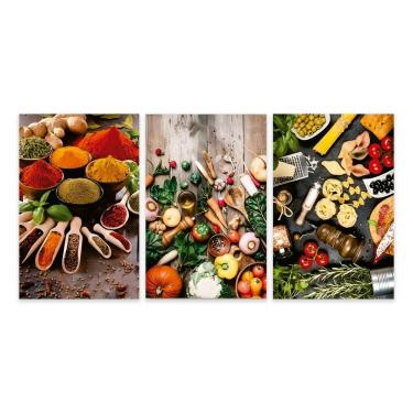 Imagem de Kit 3 Quadros Cozinha Restaurante Tempero Placas Decorativas