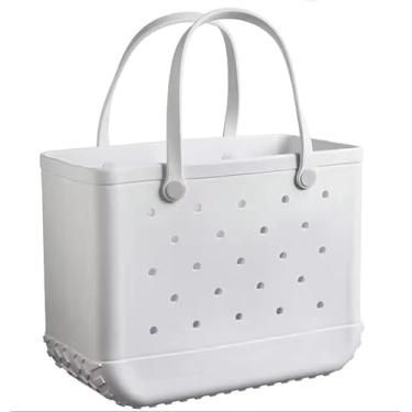 Imagem de Bolsa De Praia Eva Para Mulheres, Bolsa De Praia De Borracha Branca, Perfurada Impermeável Lavável, Bolsa De Praia, Bolsa De Viagem Portátil Para Praia, Piscina, Esportes, Mercado, L