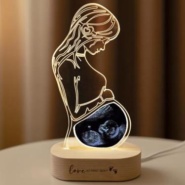 Imagem de Moldura de ultrassom personalizada para bebês, lâmpada de ultrassom acrílica personalizada, luz noturna de LED para nova mãe, esposa grávida, presentes do marido, primeira lembrança do bebê