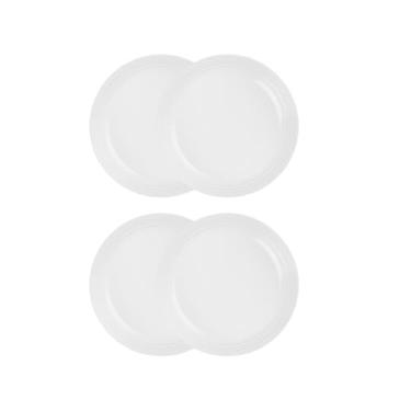 Imagem de Jogo de 4 Pratos Fundos de Cerâmica 22 cm Branco